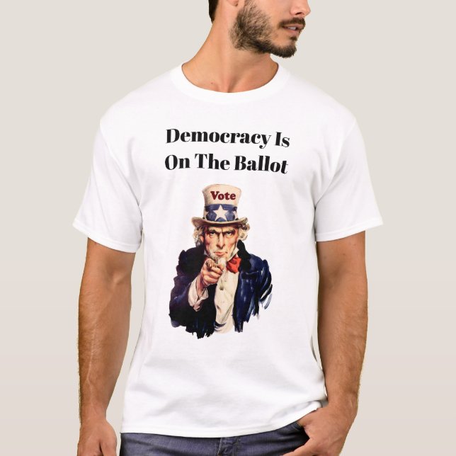 Democracy is on the Ballot 2026 T-Shirt (Front)