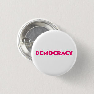 Democracy modern typography hot pink and white button