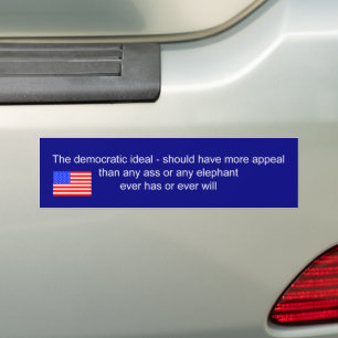 democracy over republican or democrat bumper sticker