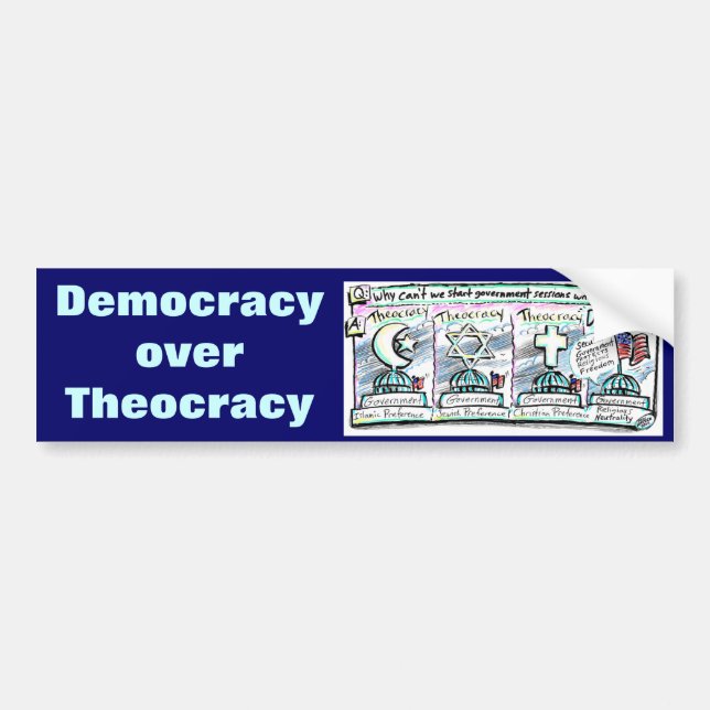 Democracy over Theocracy Bumper Sticker (Front)
