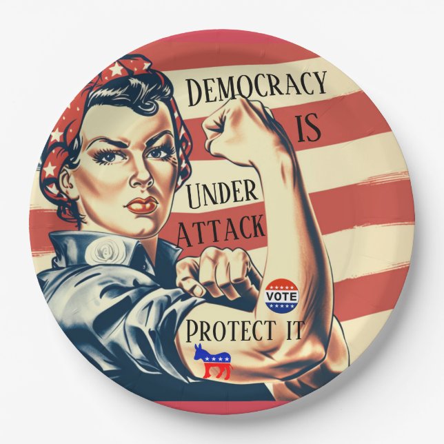 Democracy/ Protect It Paper Plate (Front)