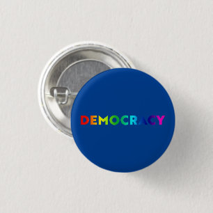 Democracy rainbow gradient typography pride blue button