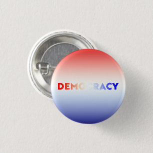 Democracy red white and blue gradient patriotic button