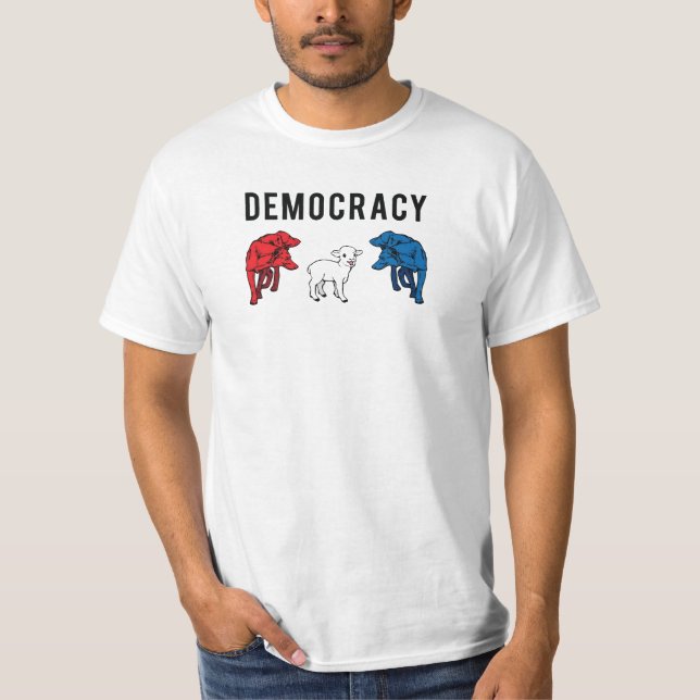 Democracy Two Wolves and a Lamb T-Shirt (Front)