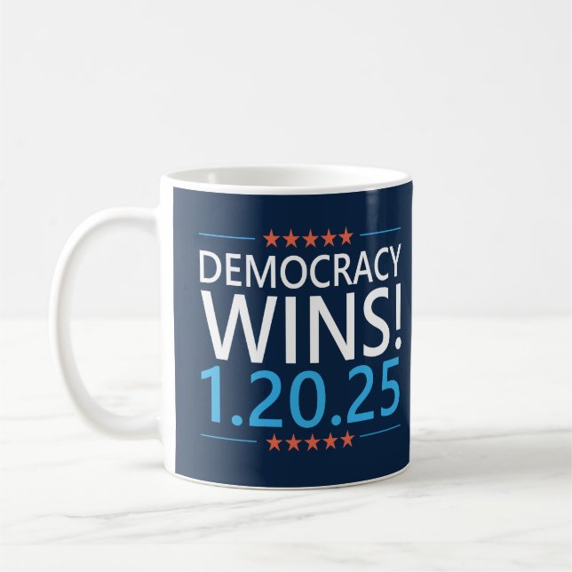 Democracy Wins Kamala Harris 1.20.25 Coffee Mug (Left)