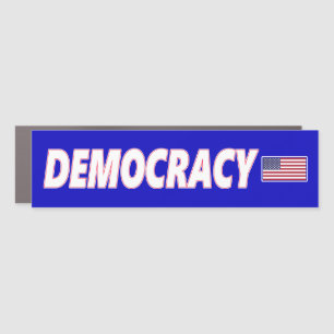 Democracy with Flag Car Magnet
