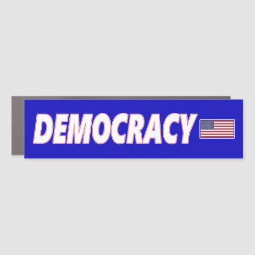 Democracy with Flag Car Magnet