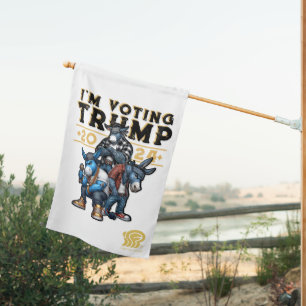 democrat blue donkeys I'M VOTING for TRUMP 2024 House Flag