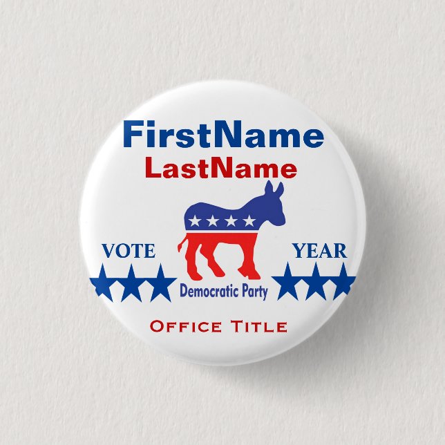 Democrat Custom Campaign Template Button (Front)