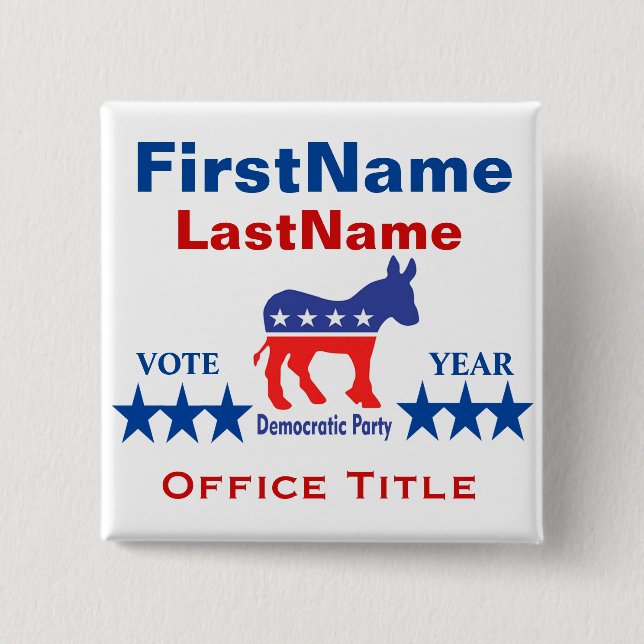 Democrat Custom Campaign Template Button (Front)