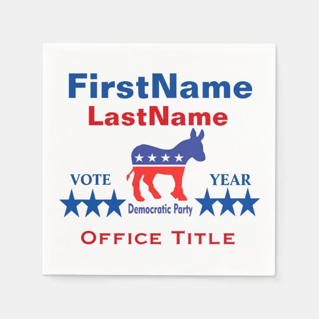 Democrat Custom Campaign Template Paper Napkins (Front)