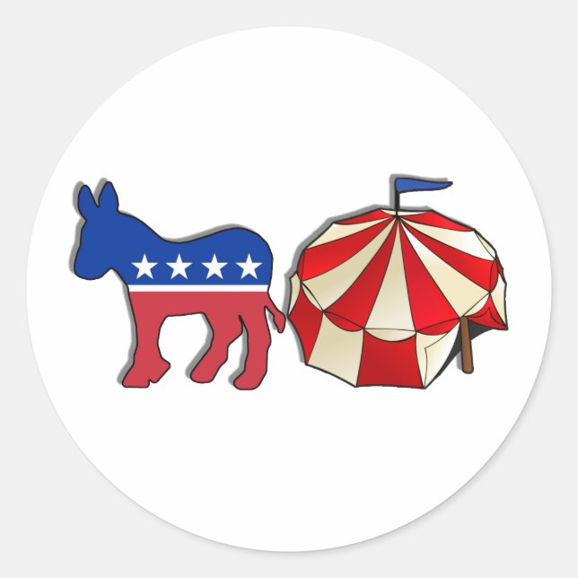 Democrat Donkey Circus Classic Round Sticker (Front)
