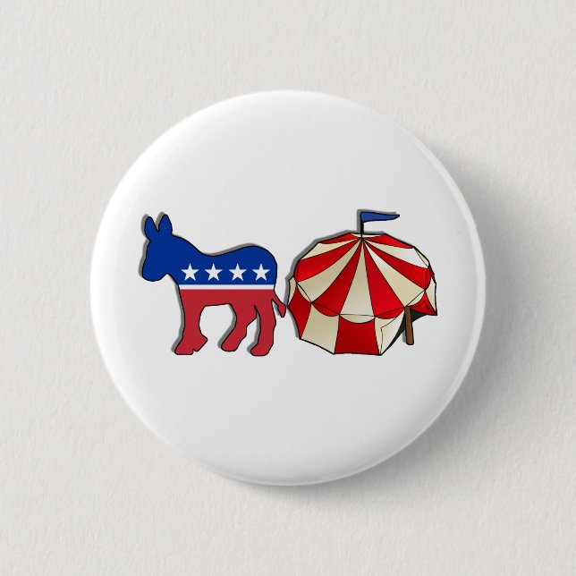 Democrat Donkey Circus Pinback Button (Front)