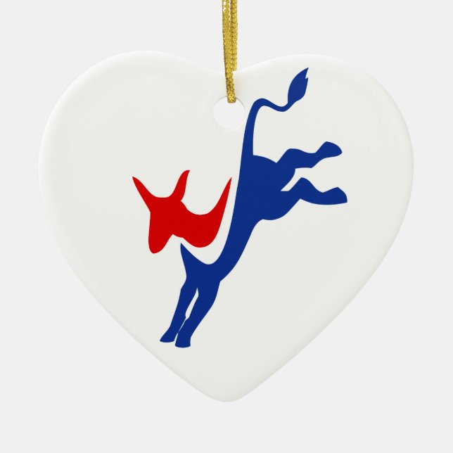 Democrat Donkey Heart Ornament (Front)