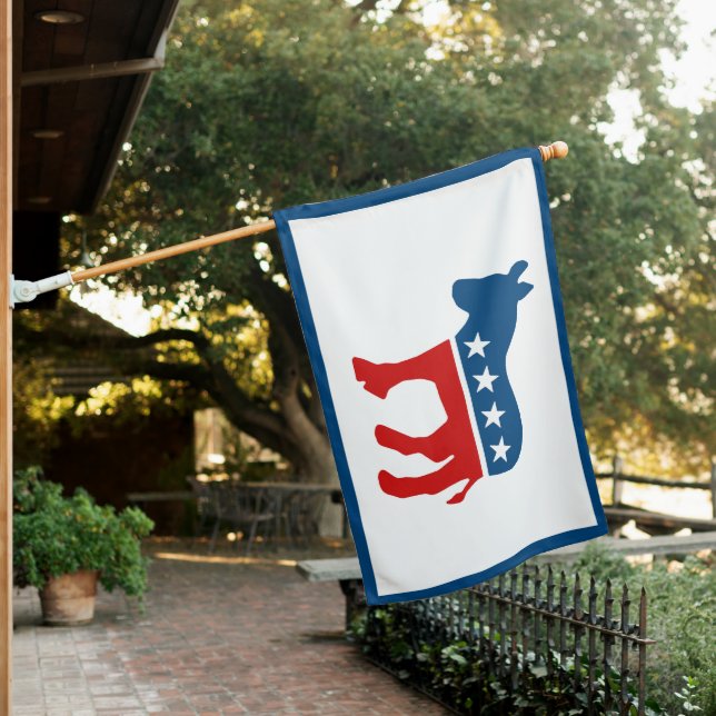 Democrat Donkey House Flag (In SItu)