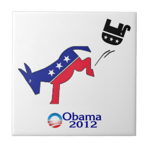 Democrat Donkey Kicking Republican Elephant Tile
