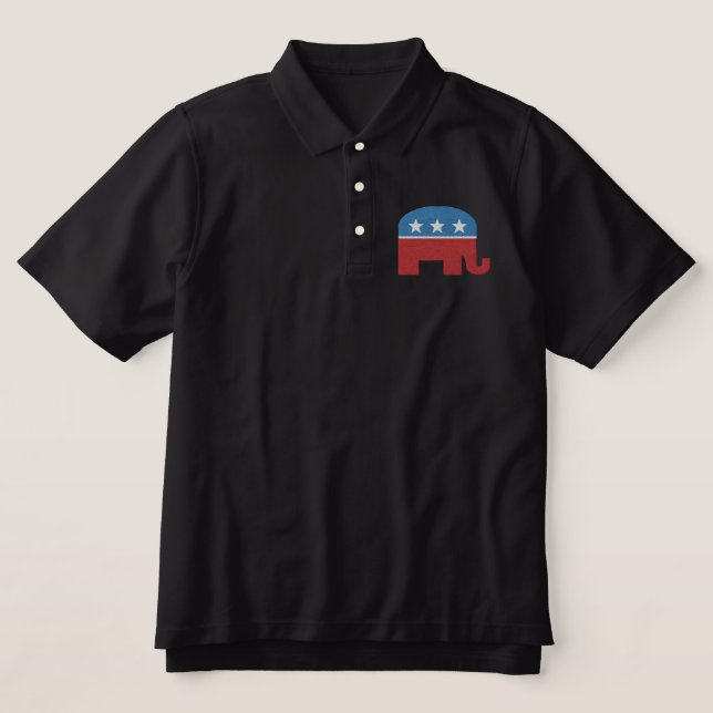 Democrat Donkey Logo Embroidered Polo Shirt (Design Front)
