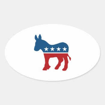 Democrat Donkey Oval Sticker by Politicaltshirts at Zazzle