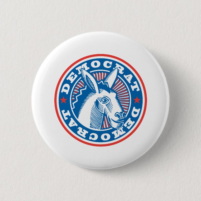 democrat donkey pinback button (Front)