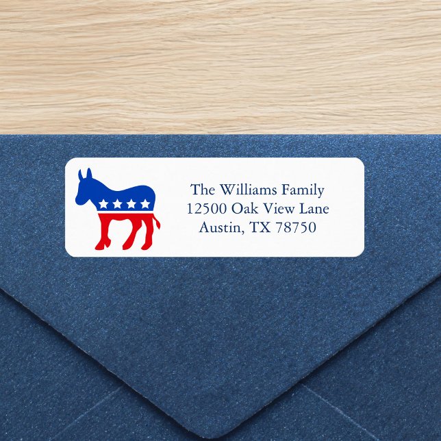 Democrat Donkey Political Party Return Address Label (Creator Uploaded)