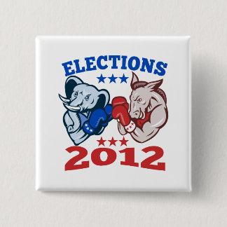 Democrat Donkey Republican Elephant Mascot 2012 Pinback Button