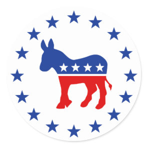 Democrat Donkey Round Sticker