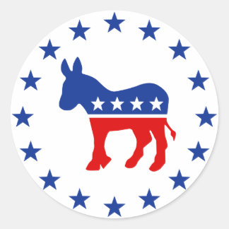 Democrat Donkey Round Sticker