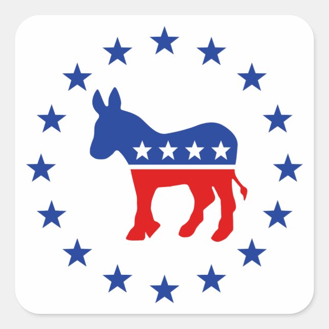 Democrat Donkey Square Sticker (Front)