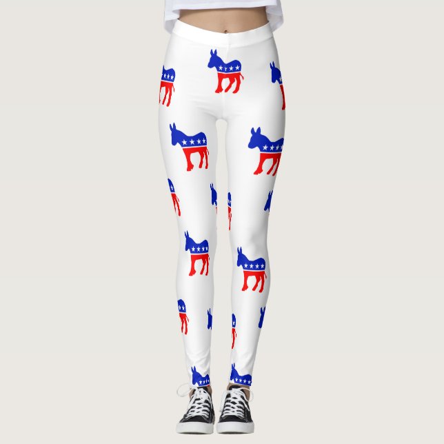 Democrat Donkey Symbol Red White and Blue Leggings (Front)