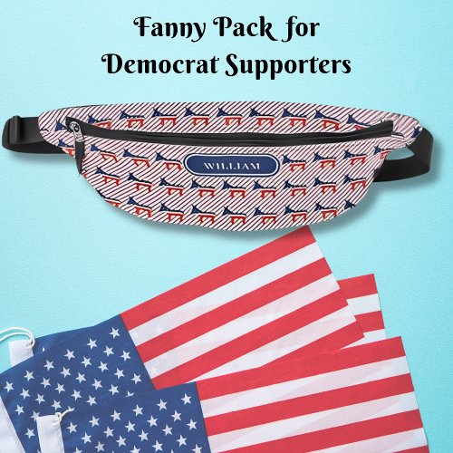 Democrat Donkeys Pattern Red Blue Stripes Fanny Pack