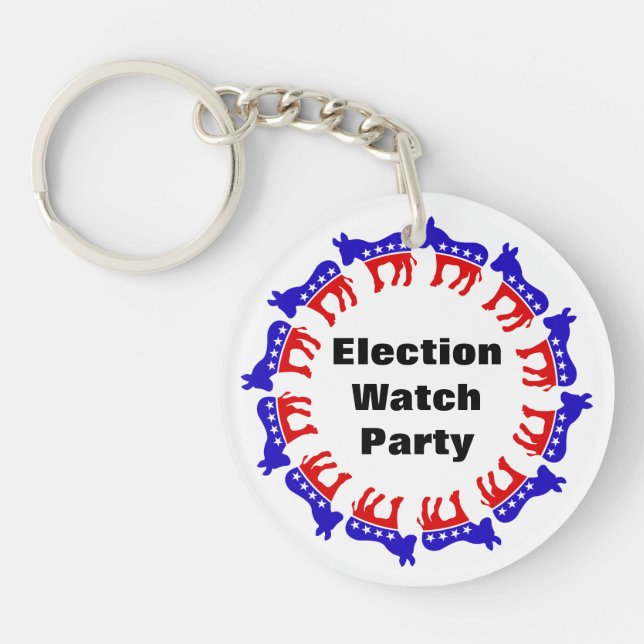 Democrat Election Watch Party Keychain (Front)
