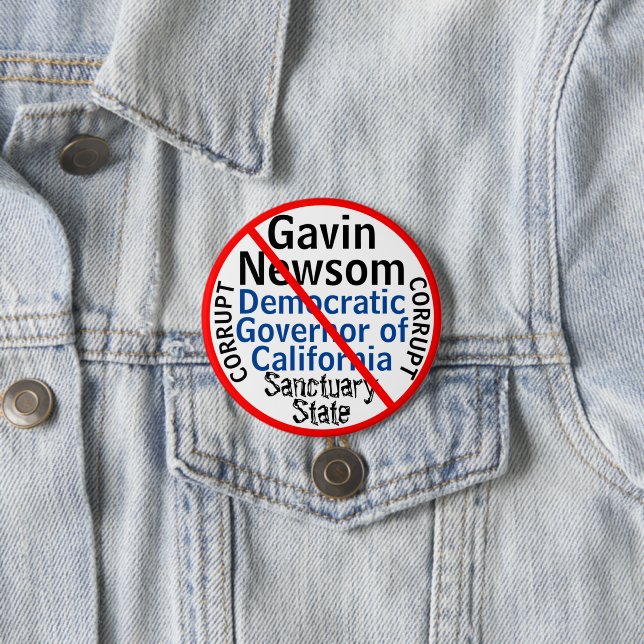 Democrat Gavin Newsom Governor of CA Button (In Situ)