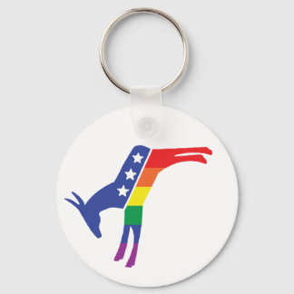 Democrat Gay Pride Donkey Keychain
