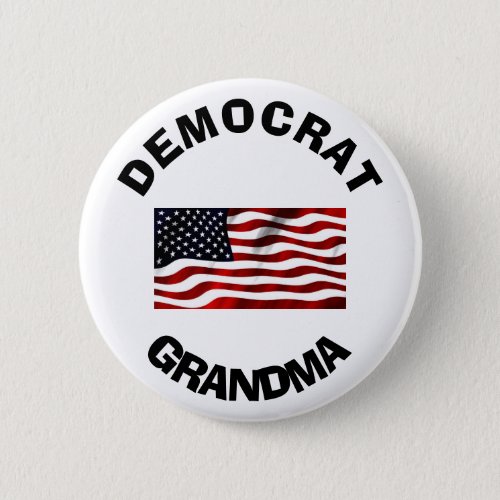 Democrat Grandma Button with American Flag