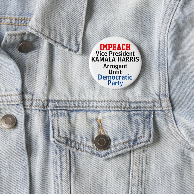 Democrat Impeach Harris Button (In Situ)