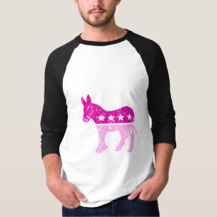 Democrat Original Donkey Distressed Pink T-Shirt