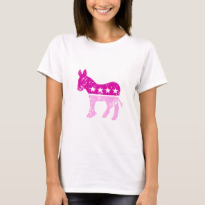Democrat Original Donkey Distressed Pink T-Shirt