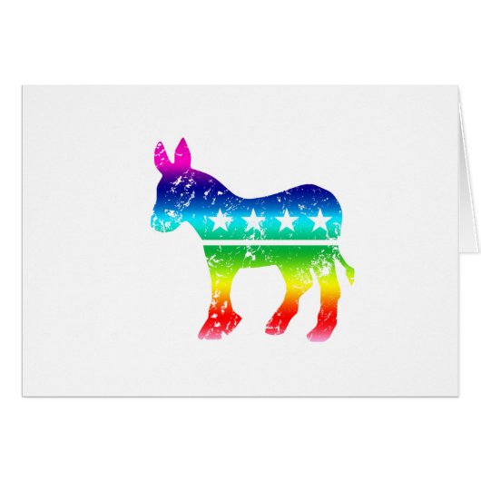 Democrat Original Donkey Distressed Rainbow Cards (Front Horizontal)
