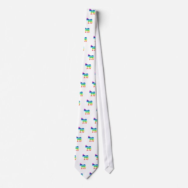 Democrat Original Donkey Distressed Rainbow Neck Tie (Front)