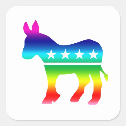 Democrat Original Donkey Rainbow Square Sticker