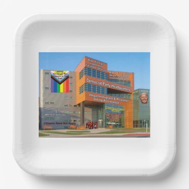 Democrat party HQ Paper Plates (Front)