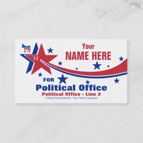 Democrat Political Election Campaign Business Card