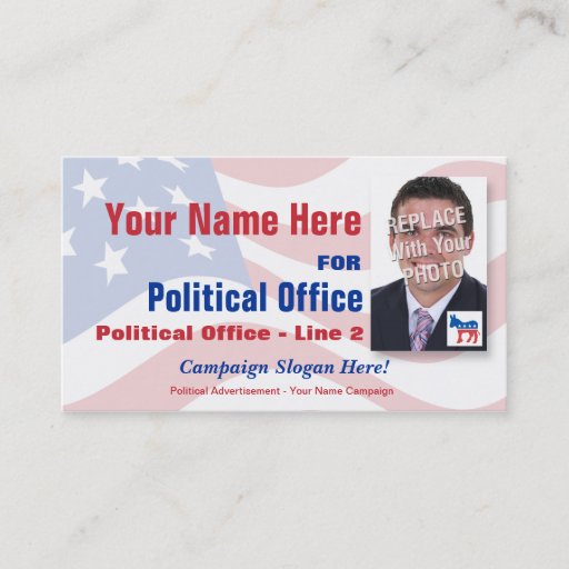Customizable Democrat Political Election Campaign Business Card Template
