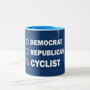Democrat Republican Cyclist Two-Tone Coffee Mug