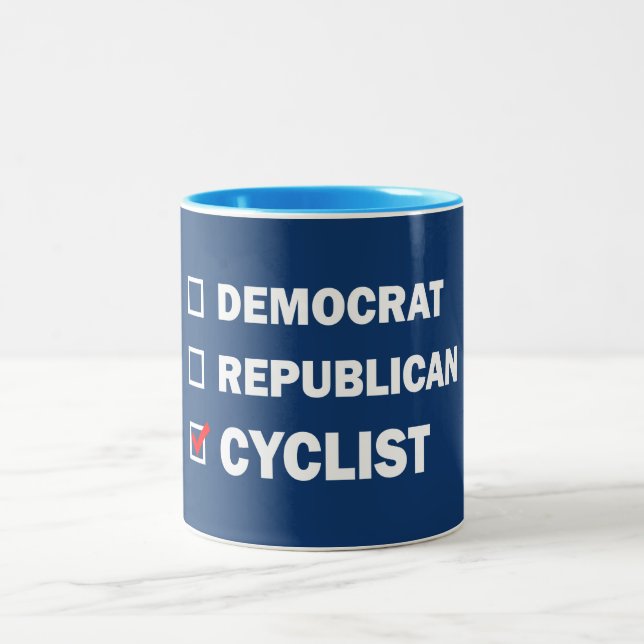 Democrat Republican Cyclist Two-Tone Coffee Mug (Center)