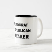 Democrat Republican Kayaker Two-Tone Coffee Mug (Front Right)