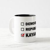Democrat Republican Kayaker Two-Tone Coffee Mug (Front Left)