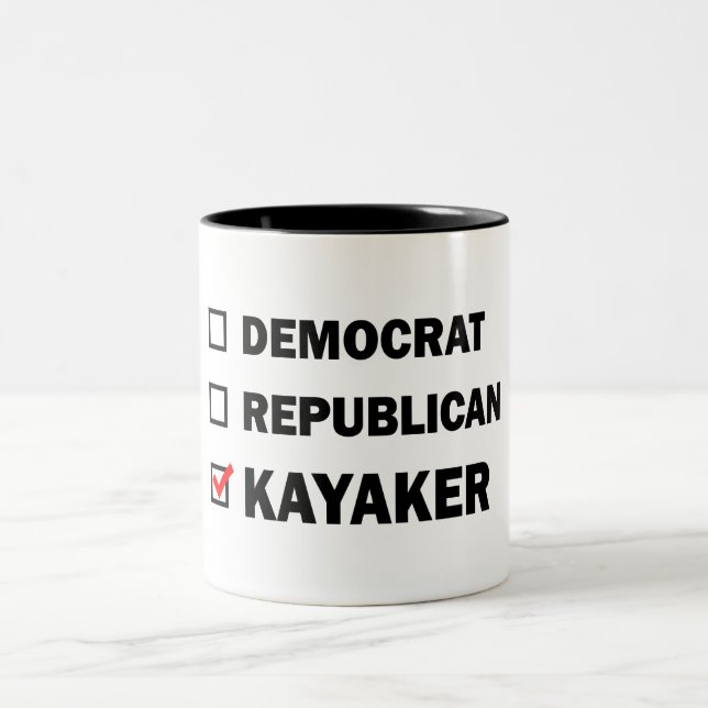 Democrat Republican Kayaker Two-Tone Coffee Mug (Center)