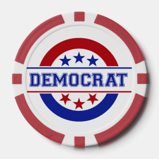 Democrat Stamp Logo Blue Poker Chips