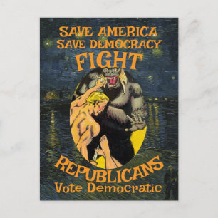 DEMOCRAT ZL X1 KP PARTY VOTE ELECTION COST TEE ANNOUNCEMENT POSTCARD